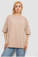Футболка женская однотонная, цвет бежевый, 244R2023 - фото № 0