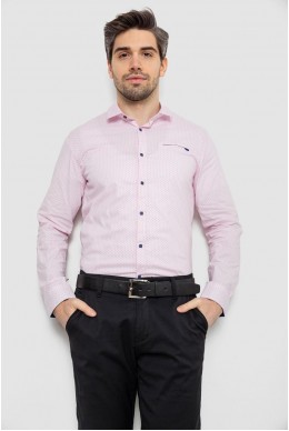 Сорочка чоловіча однотонна з принтом, колір рожевий, 186R2011