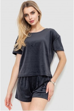 Домашний костюм велюровый  -уценка, цвет темно-серый, 102R272-3-U-4