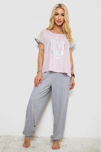 Жіноча піжама з принтом  -уцінка, колір рожевий, 243R1600-025-U-7