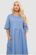 Платье женское однотонное в полоску, цвет голубой, 244R0801 - фото № 1