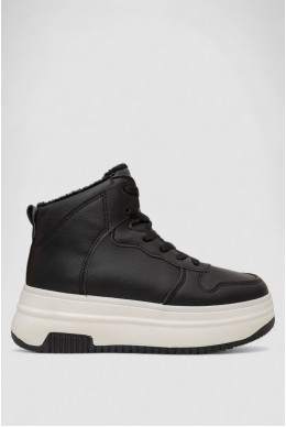 Кросівки жіночі зимові на хутрі, колір чорно-білий, 248RAM01