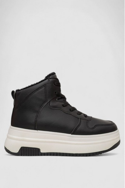 Кросівки жіночі зимові на хутрі, колір чорно-білий, 248RAM01