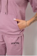 Костюм женский повседневный однотонный  -уценка, цвет пудровый, 221R105-U-1 - фото № 4