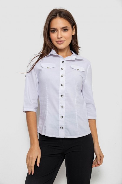 Сорочка жіноча однотонна, колір білий, 230R068-5