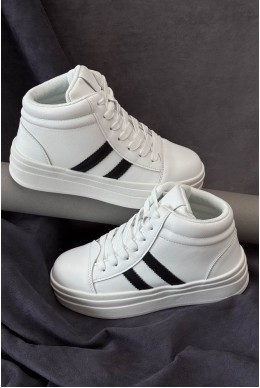 Кроссовки женские демисезонные, цвет бело-черный, 248RWA180