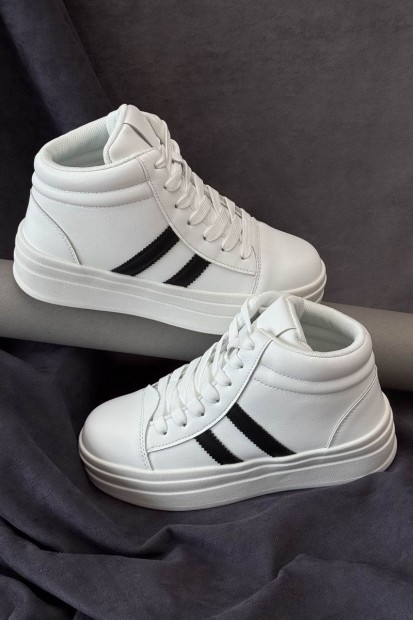 Кроссовки женские демисезонные, цвет бело-черный, 248RWA180