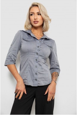 Рубашка женская однотонная, цвет серый, 230R068-5