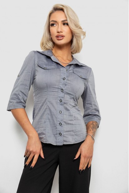 Рубашка женская однотонная, цвет серый, 230R068-5