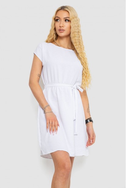 Сукня однотонна жатка, колір білий, 214R0225-1