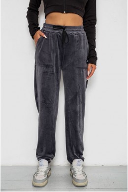 Спортивные штаны велюровые женские на флисе, цвет серый, 238R58649