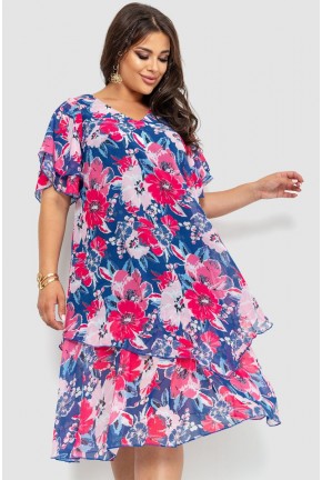 Платье шифоновое свободного кроя, цвет сине-розовый, 183R681
