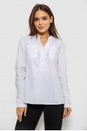Блуза однотонна  -уцінка, колір білий, 230R96-11-U-1 - фото № 0