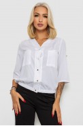 Блуза однотонная  -уценка, цвет белый, 230R91-1-U-13 - фото № 0