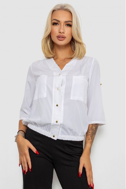 Блуза однотонна  -уцінка, колір білий, 230R91-1-U-13