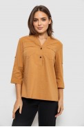 Блуза однотонная  -уценка, цвет коричневый, 230R96-U-1 - фото № 0