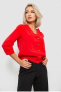 Блуза однотонная  -уценка, цвет красный, 230R91-2-U-8 оптом - фото № 2
