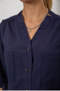 Блуза однотонная  -уценка, цвет синий, 230R91-1-U-14 - фото № 4