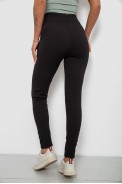 Лосины женские однотонные в рубчик на флисе, цвет черный, 214R325 - фото № 3