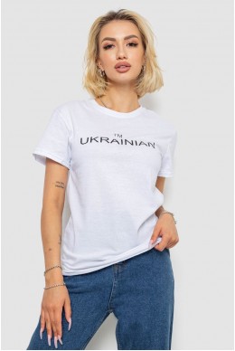 Футболка жіноча з принтом  -уцінка, колір білий, 238R57383-1-U