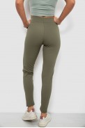 Лосины женские однотонные в рубчик на флисе, цвет оливковый, 214R325 - фото № 3