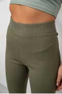 Лосины женские однотонные в рубчик на флисе, цвет оливковый, 214R325 - фото № 4