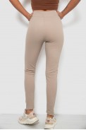 Лосини жіночі однотонні в рубчик на флісі, колір бежевий, 214R325 - фото № 3