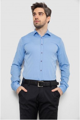 Рубашка мужская однотонная с принтом, цвет голубой, 186R6918-4