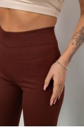 Лосины женские однотонные в рубчик на флисе, цвет коричневый, 214R325 - фото № 4