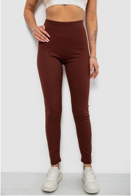 Лосини жіночі однотонні в рубчик на флісі, колір коричневий, 214R325