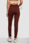 Лосини жіночі однотонні в рубчик на флісі, колір коричневий, 214R325 - фото № 3