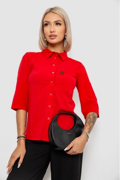 Блуза класична з принтом  уцінка, колір червоний, 230R191-U