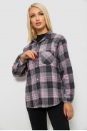 Рубашка женская в клетку  -уценка, цвет серый, 244R1070-2-U - фото № 3