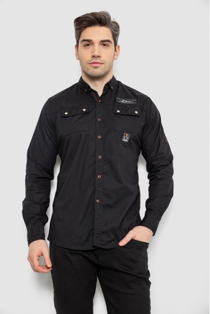 Рубашка мужская, цвет черный, 186R01-2