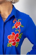 Рубашка женская классическая с аппликацией, цвет электрик, 230R014 - фото № 4