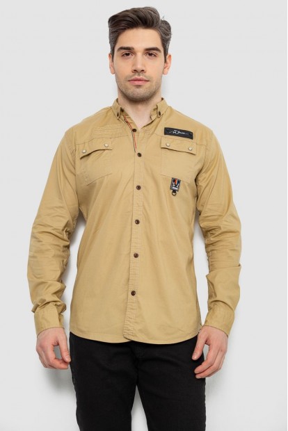 Рубашка мужская, цвет бежевый, 186R01-2