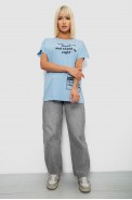 Футболка женская с принтом, цвет голубой, 244R2004 - фото № 1