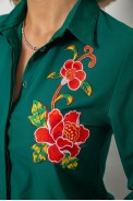 Сорочка жіноча класична з аплікацією, колір зелений, 230R014 - фото № 4