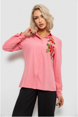 Рубашка женская классическая с аппликацией, цвет розовый, 230R014