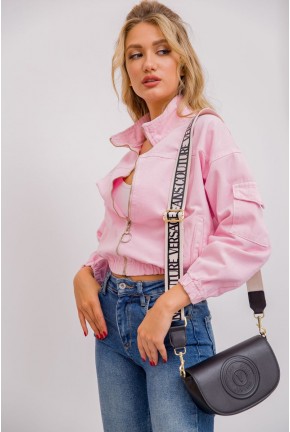 Джинсовая куртка на молнии, цвет розовый, 157R317