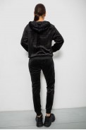Спортивный костюм женский велюровый, цвет черный, 244R9135 - фото № 3
