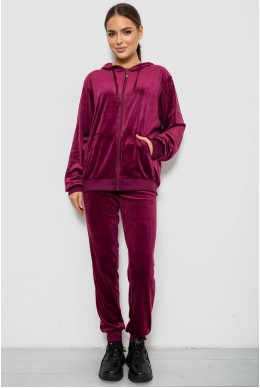 Спортивный костюм женский велюровый, цвет бордовый, 244R9135