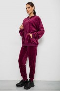 Спортивный костюм женский велюровый, цвет бордовый, 244R9135 - фото № 2