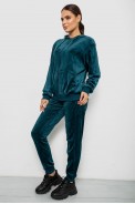 Спортивный костюм женский велюровый, цвет зеленый, 244R9135 - фото № 2