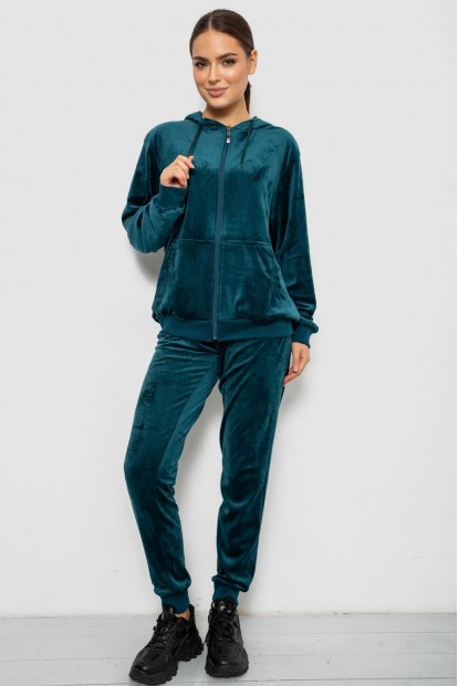 Спортивный костюм женский велюровый, цвет зеленый, 244R9135