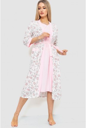 Комплект халат + нічна сорочка, колір світло-рожевий, 219RX-7064