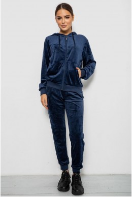 Спортивный костюм женский велюровый, цвет синий, 244R9135