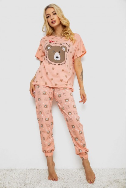 Піжама жіноча з принтом  -уцінка, колір персиковий, 243R15436-U-1