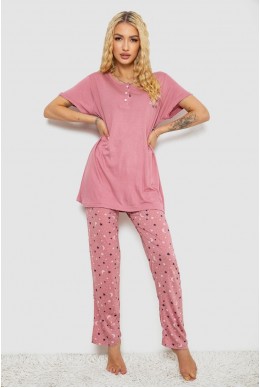Піжама жіноча з принтом  -уцінка, колір пудровий, 243R7025-1-U-4