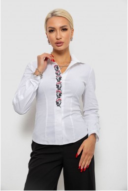 Блуза класична з вишивкою, колір білий, 230R102